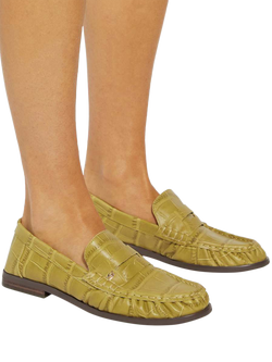 Dune London Grisella Leather Loafers - view 2, Green