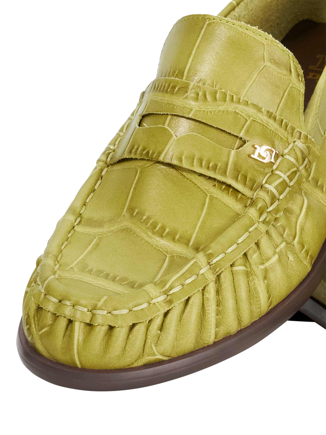 Product image 6 of 6, which shows Dune London Grisella Leather Loafers, Green, EU36