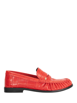 Dune London Grisella Leather Loafers, Red
