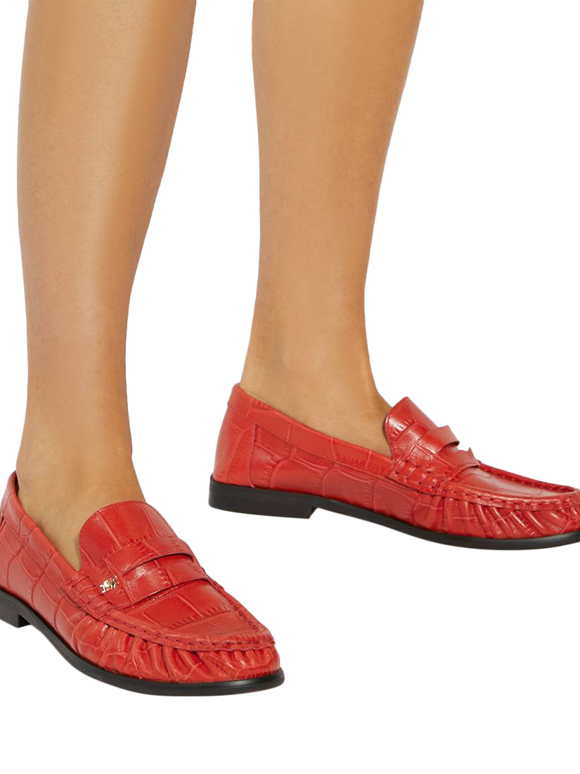 Product image 2 of 6, which shows Dune London Grisella Leather Loafers, Red, EU36