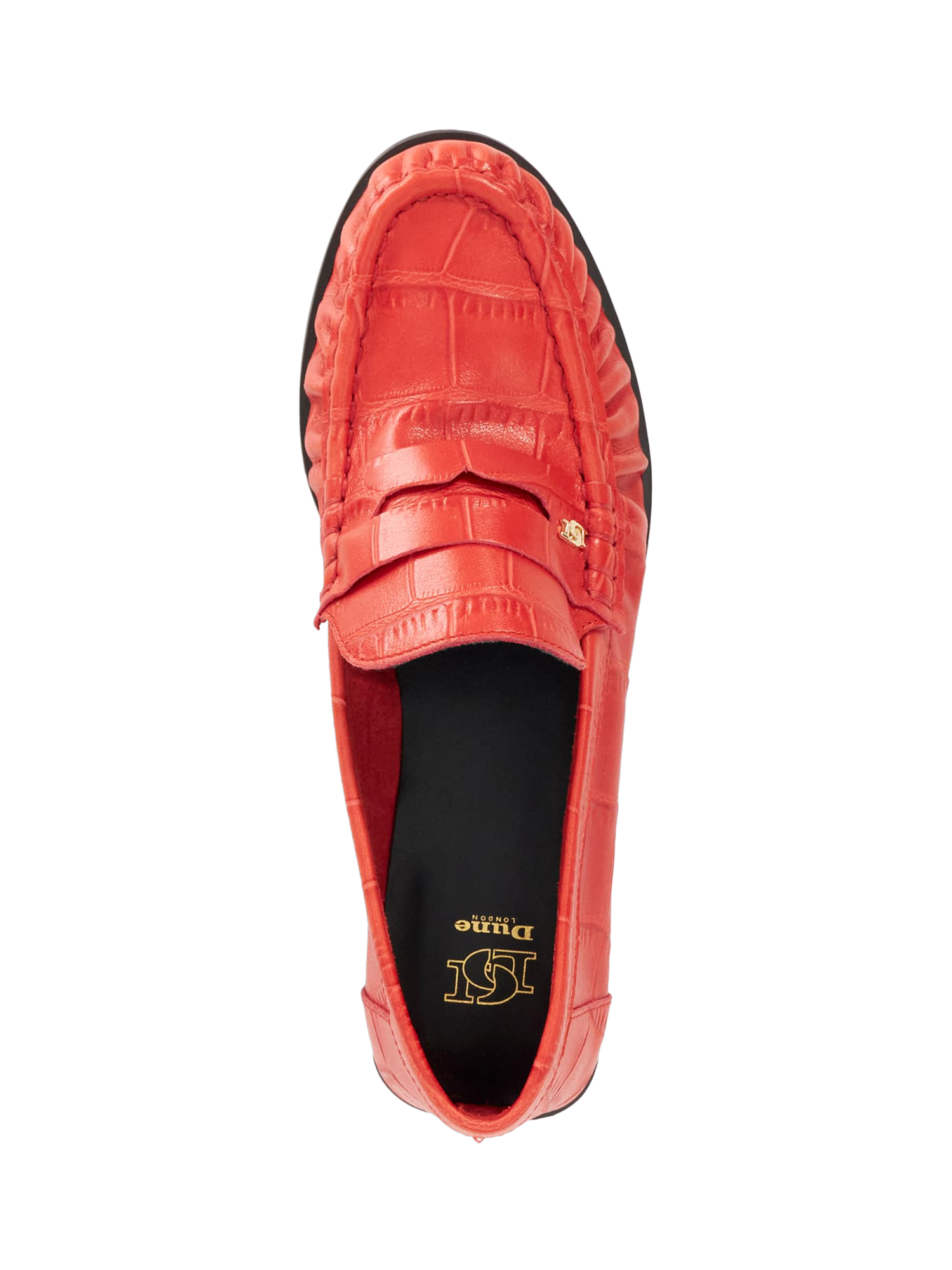 Product image 3 of 6, which shows Dune London Grisella Leather Loafers, Red, EU36