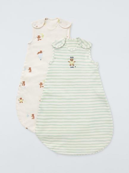John Lewis Daydream Bear Baby Sleeping Bag, 2.5 Tog, Pack of 2, Multi, Multi