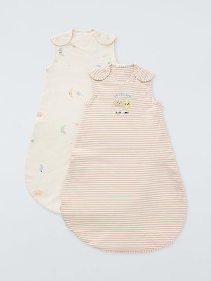 John Lewis Daydream Moon Baby Sleeping Bag, 1 Tog, Pack of 2, Natural, Natural