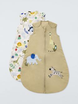 John Lewis Eden Safari Bold Baby Sleeping Bag, 1 Tog, Pack of 2, Multi, Multi