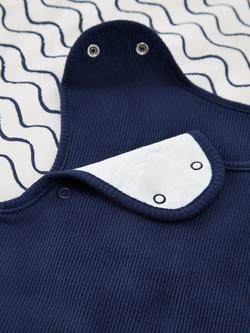 John Lewis Essential Wave & Rib Baby Sleeping Bag, 1 Tog, Pack of 2 - view 2, Blue