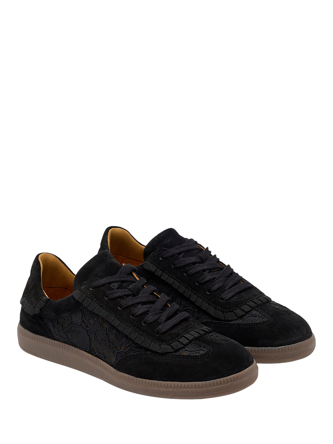 Product image 2 of 5, which shows Russell & Bromley Nordic Lace Suede Trainers, Black, 4