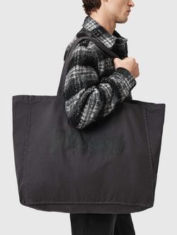 AllSaints Odyssey Large Cotton Tote Bag, Nearly Black - view 2, Nearly Black