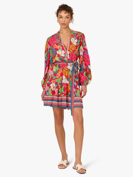 Adrianna By Adrianna Papell Floral Mini Dress, Red/Multi, Red/Multi