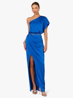Adrianna By Adrianna Papell Stretch Satin Maxi Dress, Dark Cobalt, Dark Cobalt