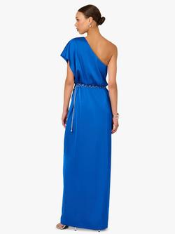 Adrianna By Adrianna Papell Stretch Satin Maxi Dress, Dark Cobalt - view 2, Dark Cobalt