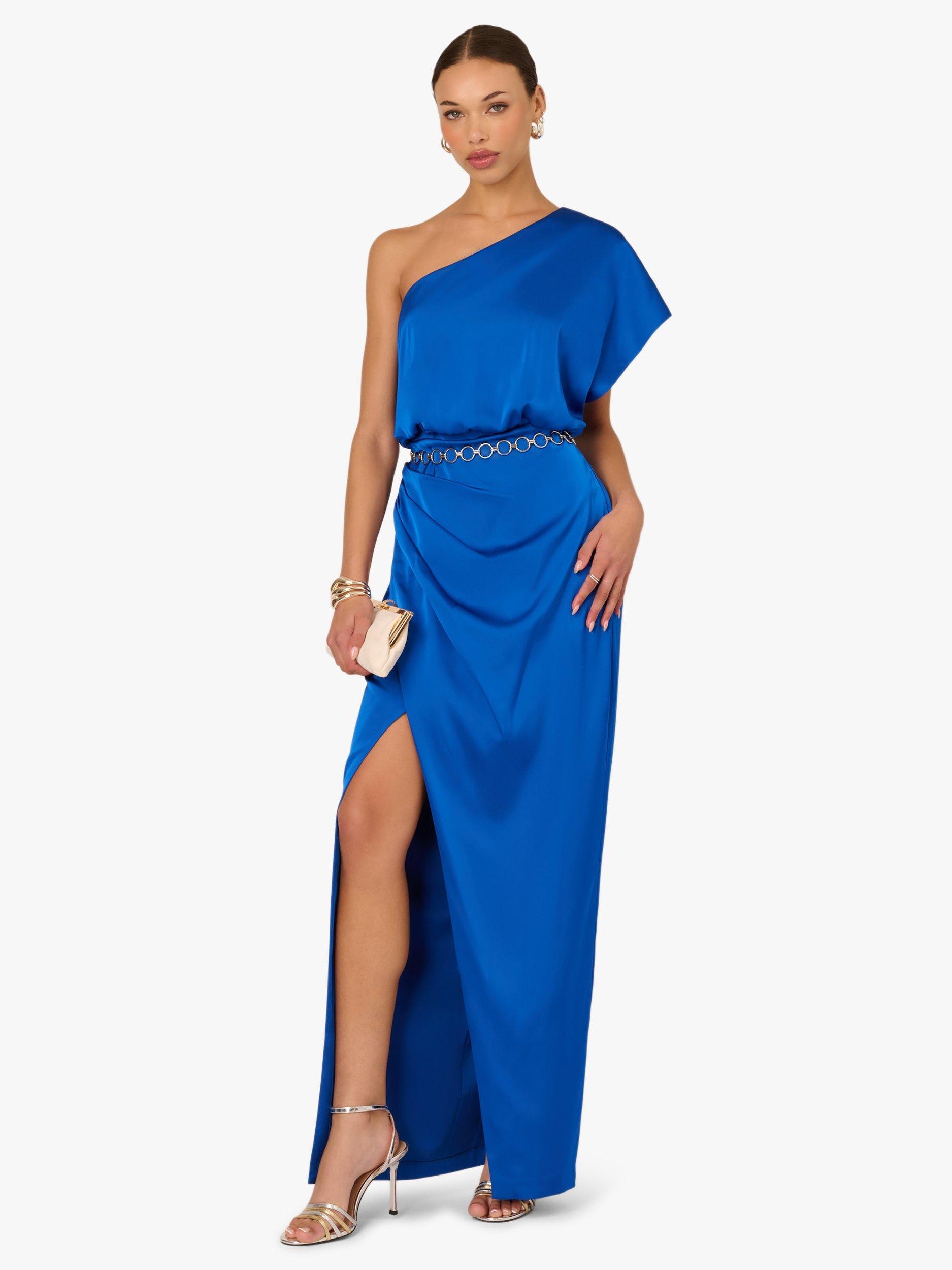 Adrianna By Adrianna Papell Stretch Satin Maxi Dress, Dark Cobalt