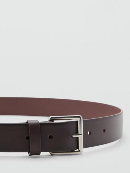 Mango Bolognia Leather Belt - view 2, Brown
