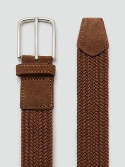 Mango Woven Belt - view 2, Medium Brown
