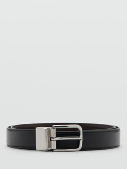 Mango Emili Leather Belt, Black, Black
