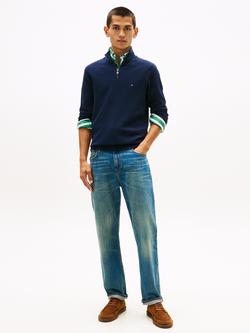 Tommy Hilfiger Seasonal Structured Cotton Quarter-Zip Sweatshirt, Dark Night Navy - view 2, Dark Night Navy