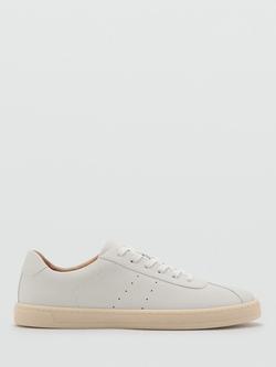 Mango New Metro Leather Trainers, White, White