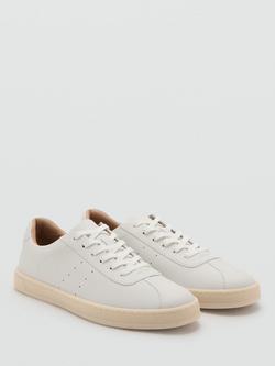 Mango New Metro Leather Trainers, White - view 2, White