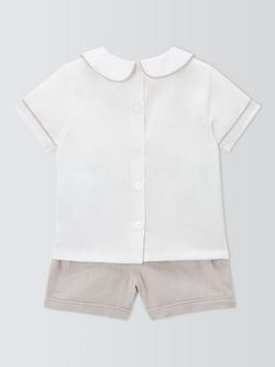 John Lewis Heirloom Collection Baby Cotton/Linen Blend Shirt & Shorts Christening Set, Grey - view 2, Grey