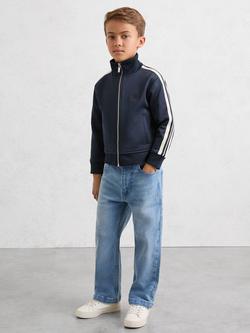 Reiss Kids' Malloy Cotton Blend Stripe Track Jacket, Navy Blue - view 2, Navy Blue