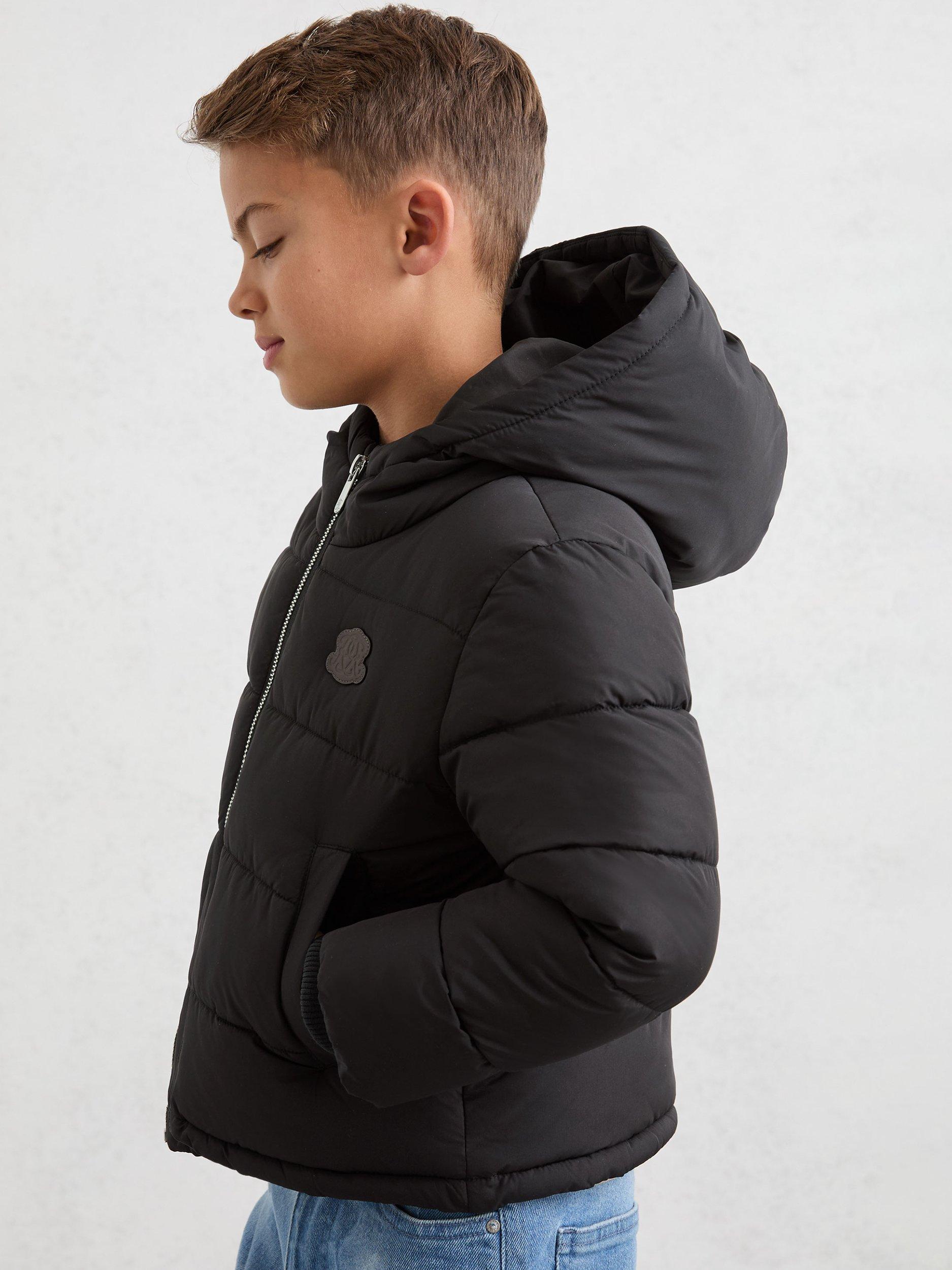 Product image 1 of 4, which shows Reiss Kids' Myles Puffer Jacket, Black, 3-4 years