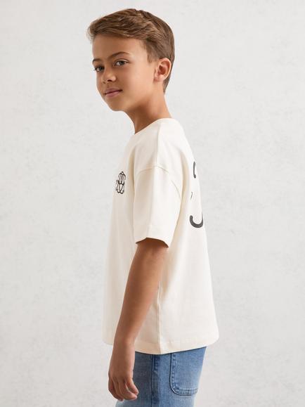 Reiss Kids' Harris T-Shirt, Off White - view 2, Off White