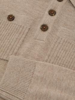 Reiss Kids' Rectory Long Sleeved Polo Jumper, Oatmeal - view 2, Oatmeal