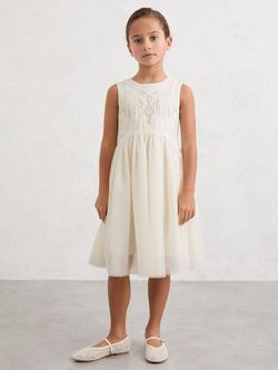 Reiss Kids' Phoebe Sleeveless Tulle Skirt Dress, Ivory, Ivory
