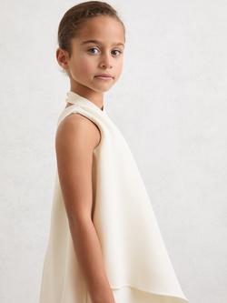 Reiss Kids' Zoe Sleeveless Draped Shift Dress - view 2, White