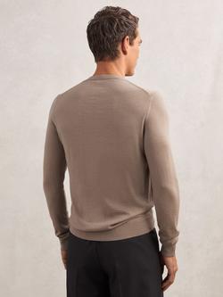 Reiss Wessex Knit Merino Wool Jumper - view 2, Camel Brown