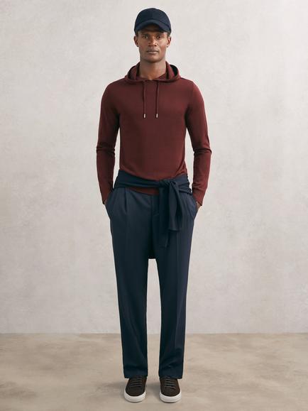 Reiss Holland Wool Hoodie, Port Red, Port Red