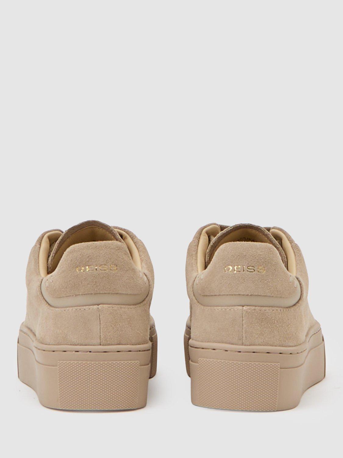 Product image 5 of 5, which shows Reiss Francesca Suede & Leather Trainers, Taupe, 3