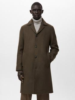 Mango Baxter Wool Blend Overcoat, Brown, Brown