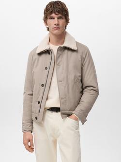 Mango Brian Aviator Jacket, Pastel Brown, Pastel Brown