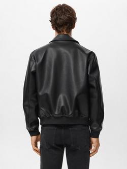 Mango Ely Faux Leather Jacket, Black - view 2, Black