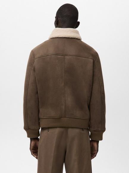Mango Jay Faux Suede Shearling Aviator Jacket, Medium Brown - view 2, Medium Brown