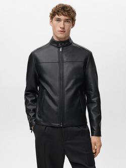 Mango Joseno Faux Leather Jacket, Black, Black
