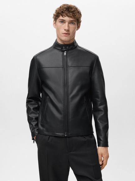 Mango Joseno Faux Leather Jacket, Black, Black