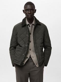 Mango Randal Water Repellent Quilted Jacket, Khaki, Khaki