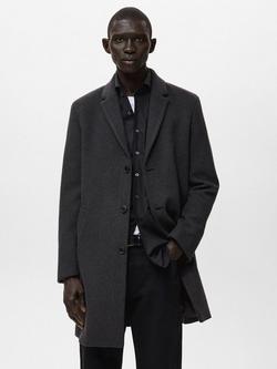 Mango Uriel Wool Rich Blend Coat, Dark Grey, Dark Grey