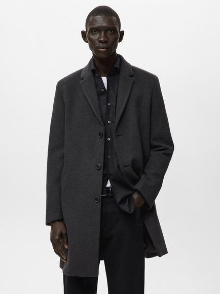 Mango Uriel Wool Rich Blend Coat, Dark Grey, Dark Grey