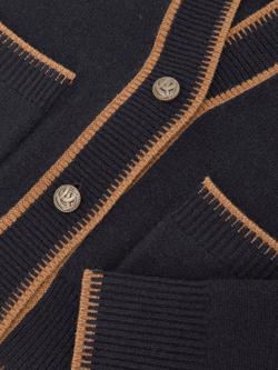 Reiss Louisa V-Neck Wool Blend Cardigan, Navy/Camel - view 2, Navy/Camel