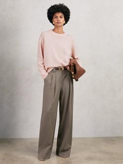 Reiss Ella Round Neck Wool Blend Jumper, Pink, Pink