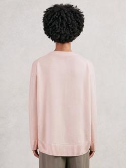 Reiss Ella Round Neck Wool Blend Jumper, Pink - view 2, Pink