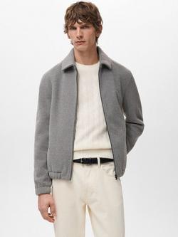 Mango Bellecz Textured Zip Through Sweatshirt, Grey, Grey