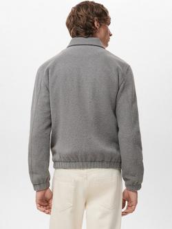 Mango Bellecz Textured Zip Through Sweatshirt, Grey - view 2, Grey