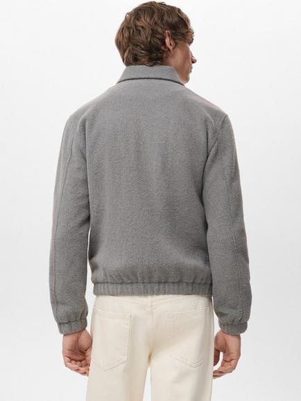 Mango Bellecz Textured Zip Through Sweatshirt, Grey - view 2, Grey
