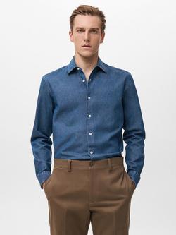 Mango Cotton Denim Shirt, Blue, Blue