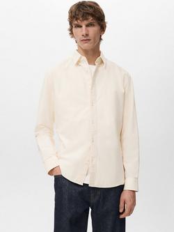 Mango Cotton Regular Fit Oxford Shirt, Yellow, Yellow