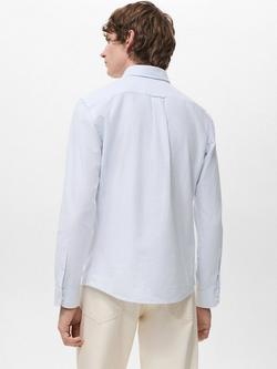 Mango Kodak Cotton Regular Fit Stripe Shirt, Medium Blue - view 2, Medium Blue