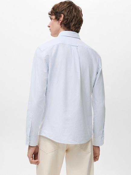 Mango Kodak Cotton Regular Fit Stripe Shirt, Medium Blue - view 2, Medium Blue